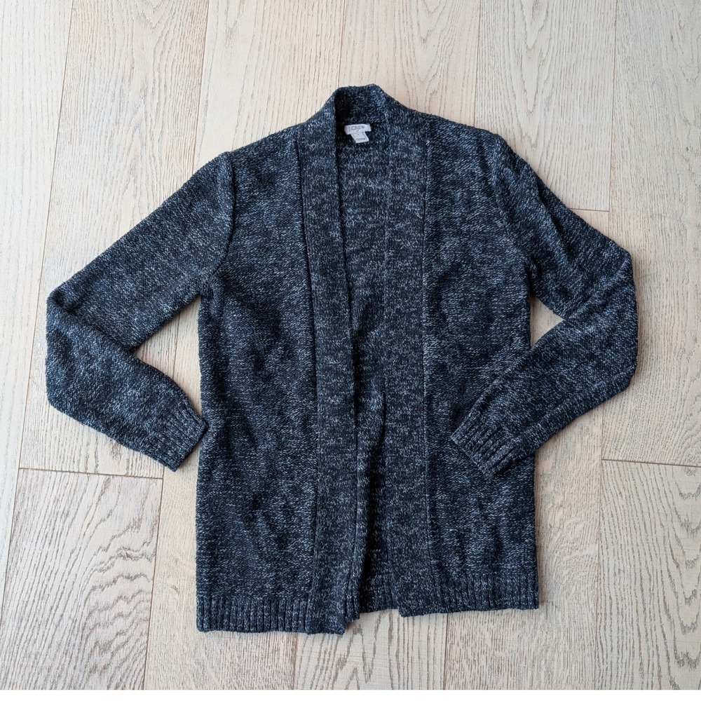 J Crew Women's Knit Open Cardigan Sweater Charcoal Gray cotton linen Size S